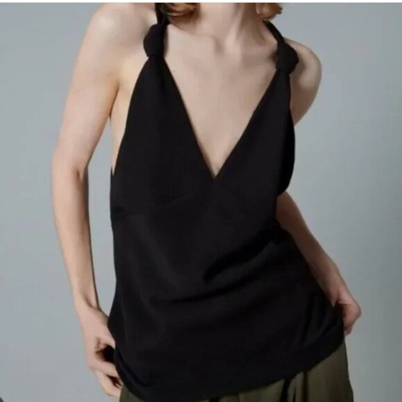 NEW Zara Knotted Strap Top in Black, Size S - Picture 3 of 16
